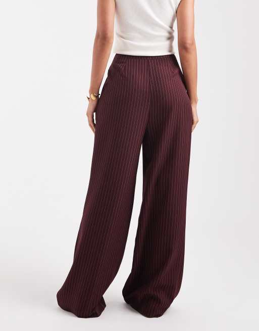 Miss Selfridge - Broek met krijtstreep in bordeauxrood, 5 van 5