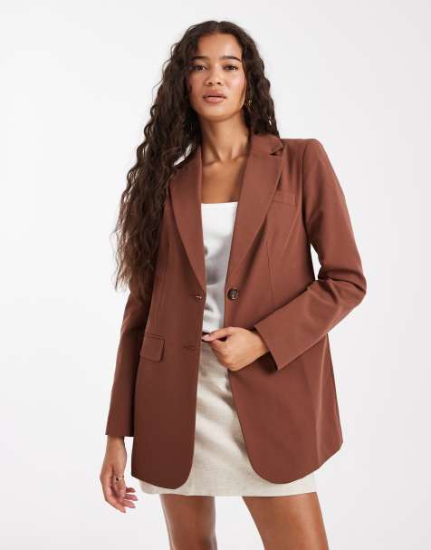 Miss Selfridge - Brun blazer med indsyet talje - view 1