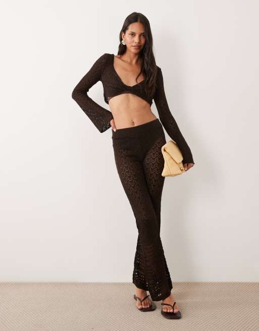 Miss Selfridge – Brun, virkad topp med snurrad knut, del av set, 2 av 4