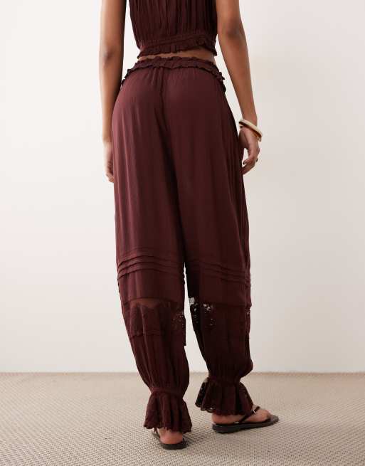 Miss Selfridge – Bruna ballongbyxor med spets, del av set, 5 av 5