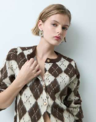 Miss Selfridge Brushed Argle Cardigan In Multi