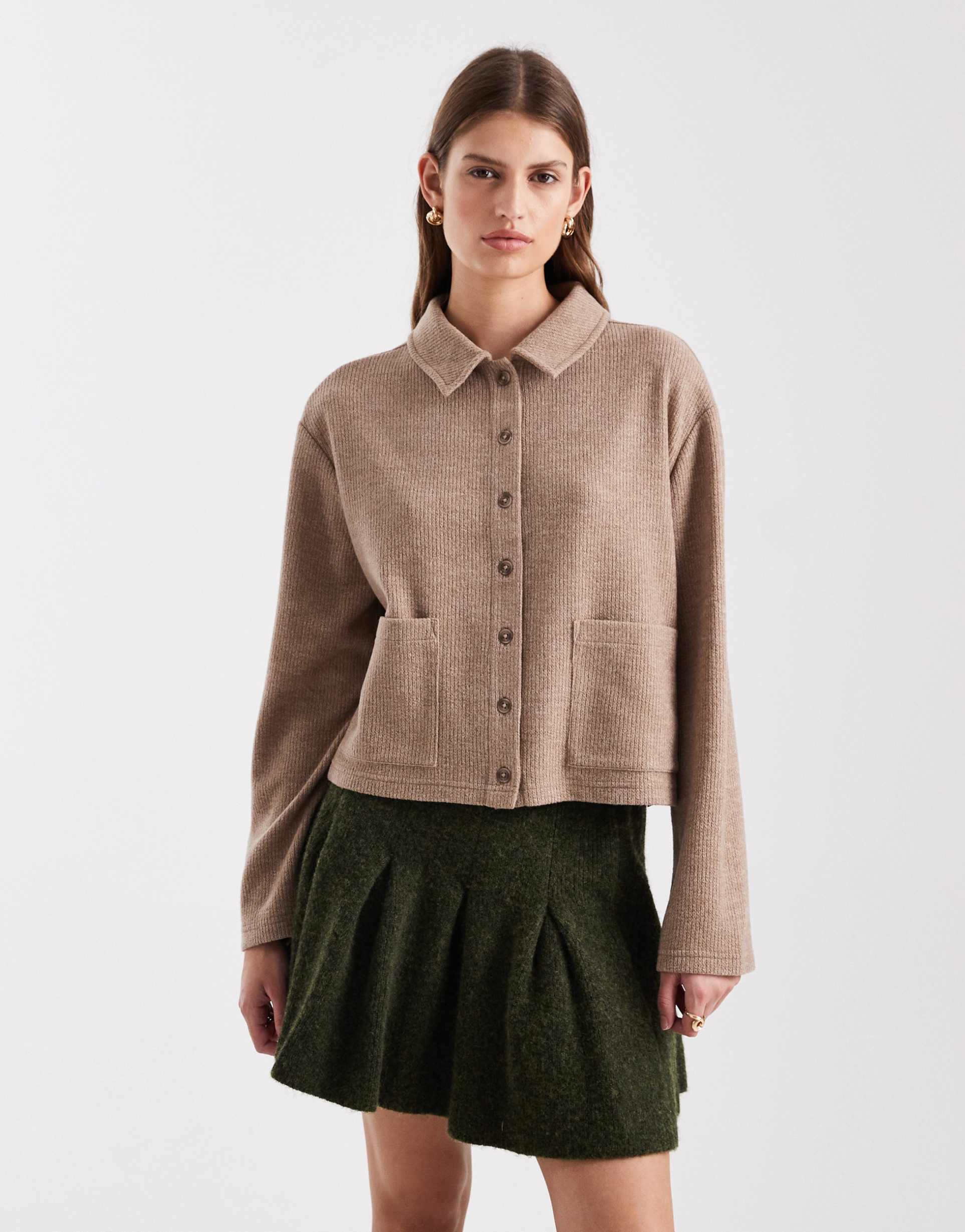 miss selfridge brushed button through collar detail cardigan