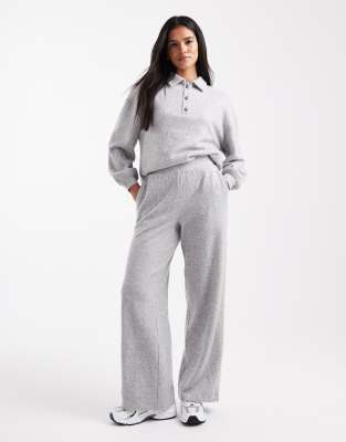 Miss Selfridge Brushed Jersey Wide Leg Pants In Gray
