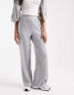 Miss Selfridge Brushed Jersey Wide Leg Pants In Gray