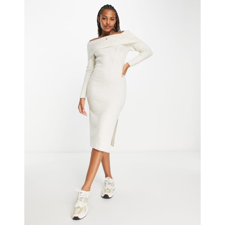 Cara Ribbed Foldover Sweater Dress