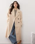 [Miss Selfridge] Miss Selfridge brushed oversized maxi coat in oatmeal-Neutral 6 Oatmeal