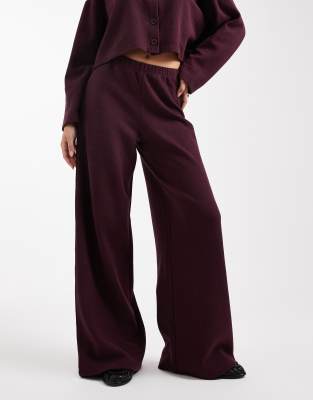 Miss Selfridge Brushed Rib Knit Pants In Purple