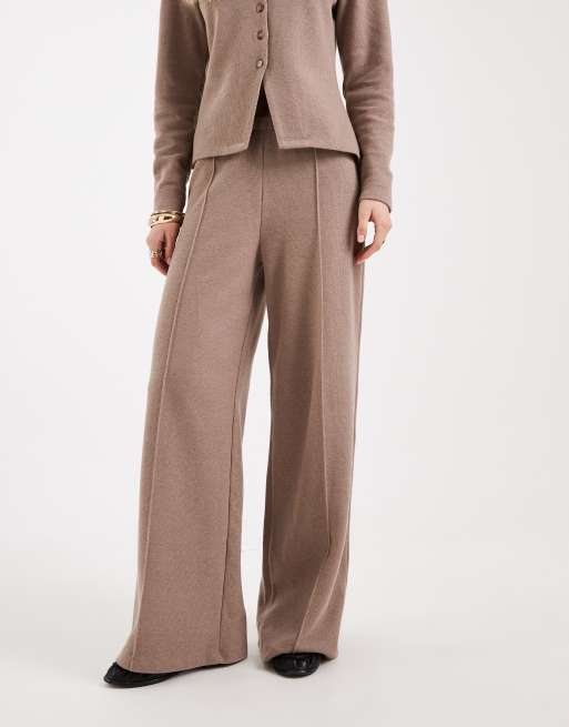 Miss Selfridge brushed rib trouser co-ord in brown, 4 of 5