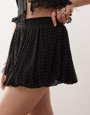 Miss Selfridge Bubble Hem Studded Skirt-black In Black