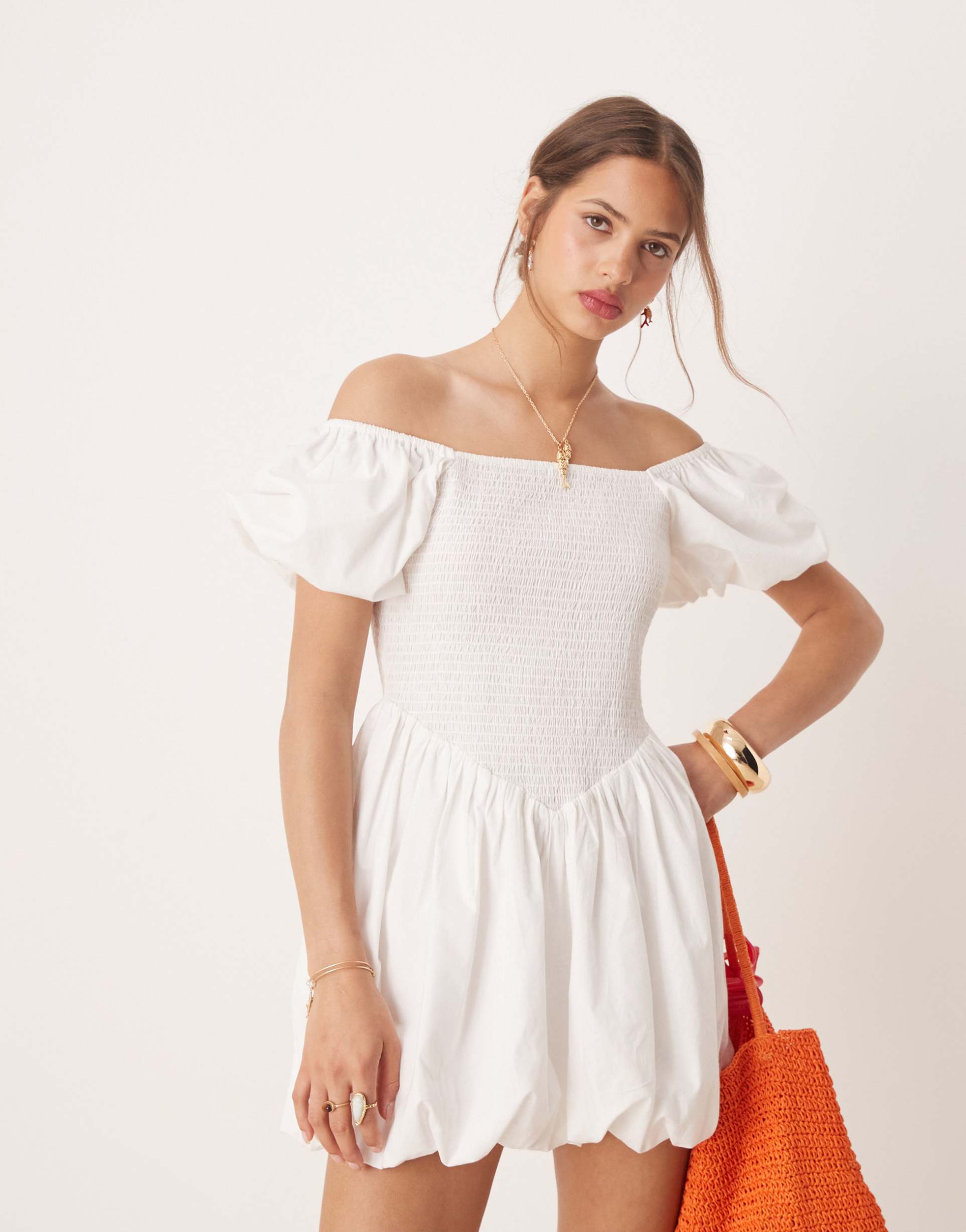 miss selfridge bubble mini dress in white