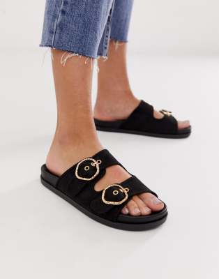 black buckle sliders