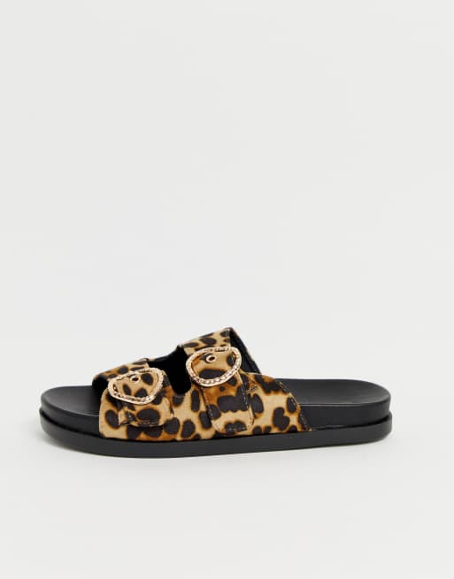 Topshop leopard hot sale print sliders