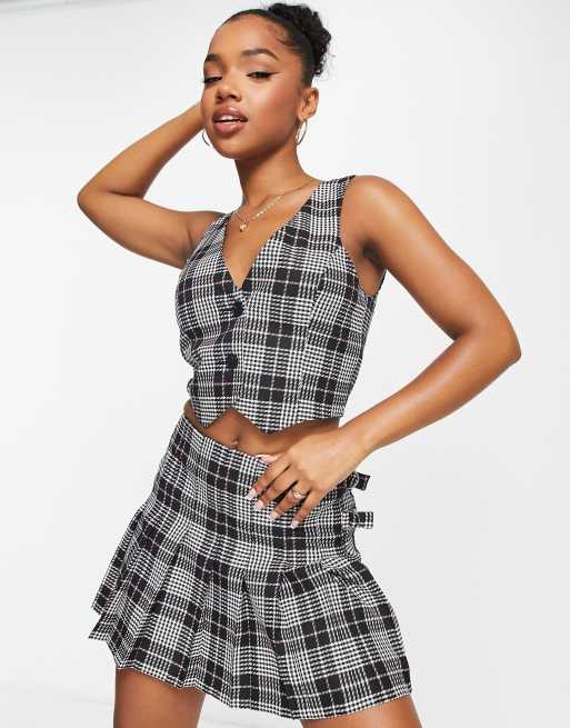 Plaid skirt clearance and top set