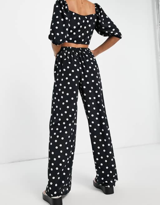 Miss Selfridge - Bukser med vide ben og monokrome prikker, 4 af 4