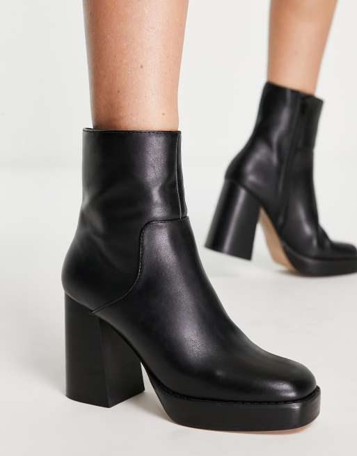 Miss Selfridge bullet black pu chunky boot