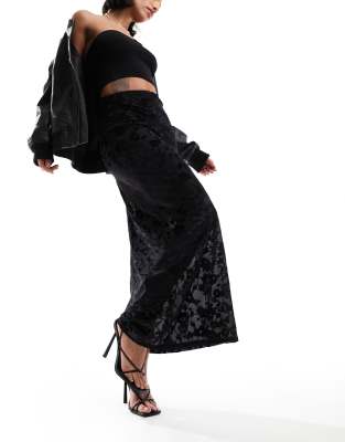 Miss Selfridge Chiffon Bias Maxi Skirt In Black In Black