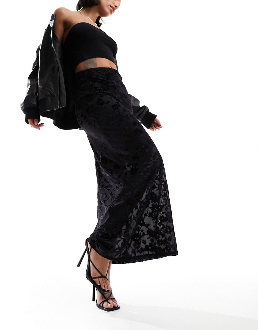 Miss Selfridge Chiffon Bias Maxi Skirt In Black