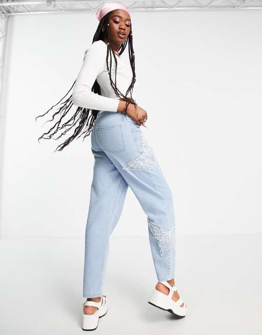 Print cheap mom jeans