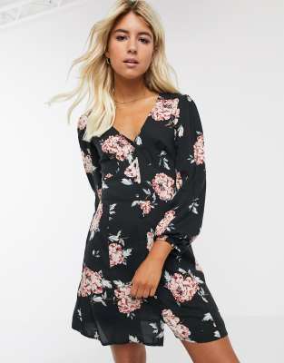 miss selfridge black floral dress