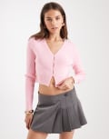 [Miss Selfridge] Miss Selfridge button through cardigan in pink-Yellow M PINK