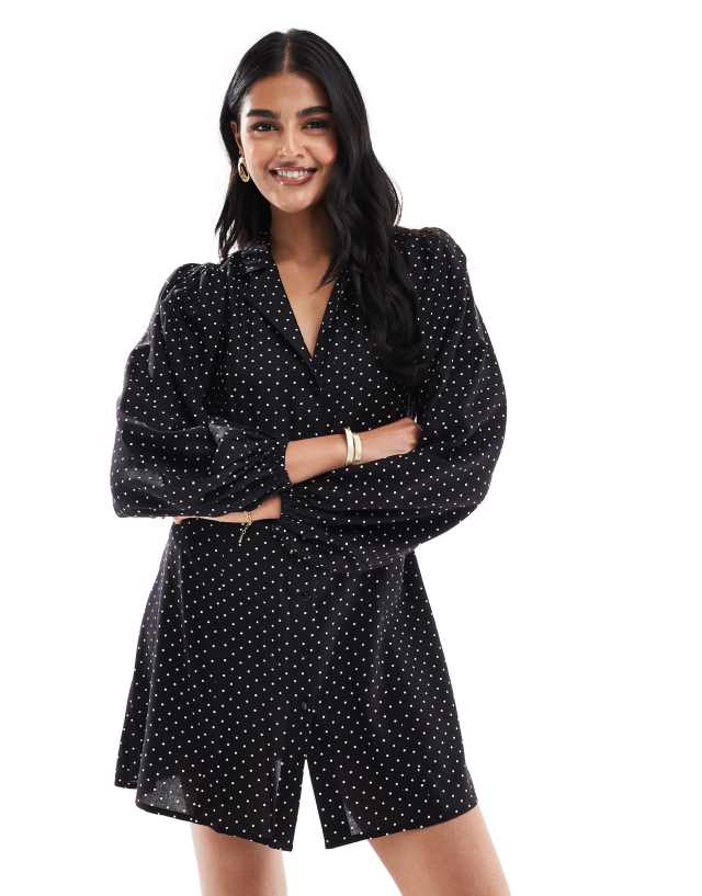 Miss Selfridge - button through long sleeve mini tea dress