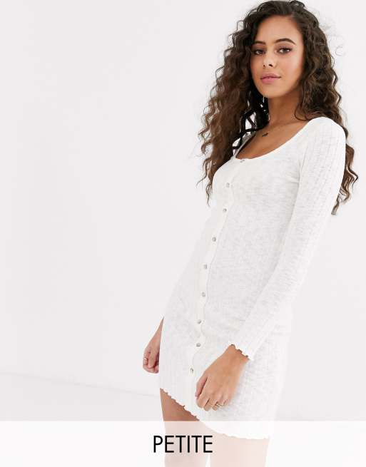 Miss Selfridge button through mini dress in oatmeal