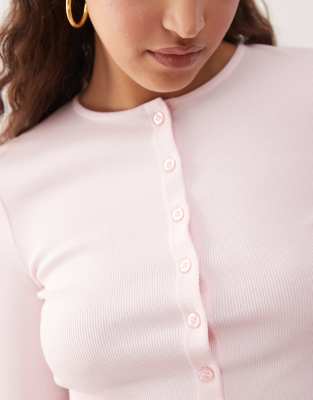 MISS SELFRIDGE BUTTON THROUGH RIB CREW NECK CARDIGAN 