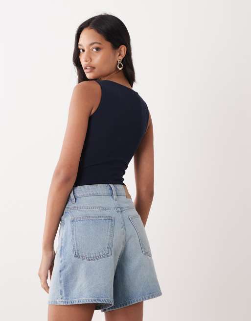 Miss Selfridge button through sleeveless bodysuit in navy, 4 of 4