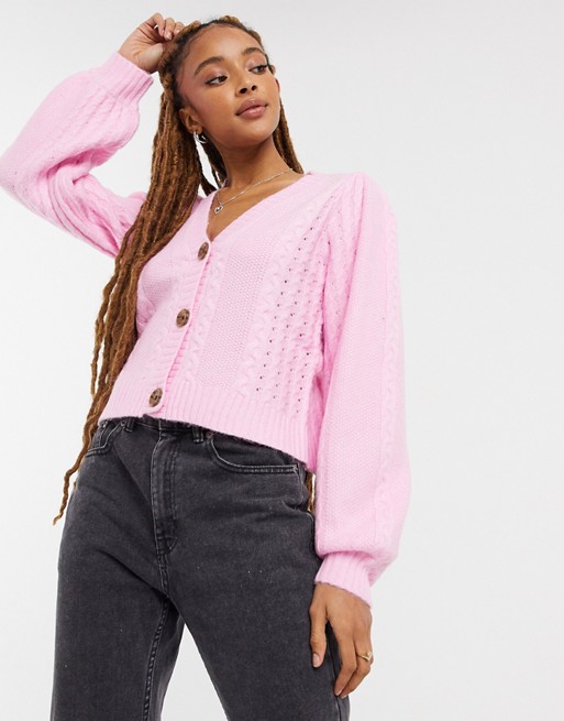Miss Selfridge cable cardigan in pink