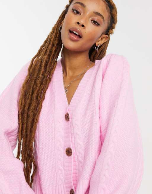 Pink cable outlet cardigan