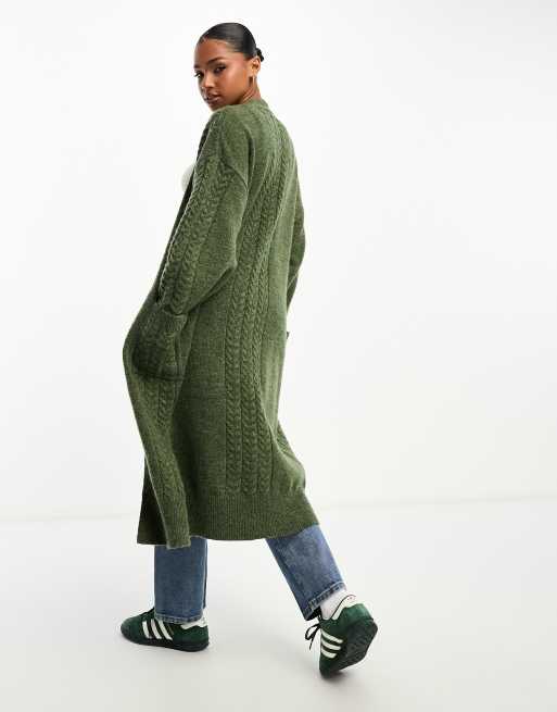 Miss Selfridge Clasp Cardigan in Green