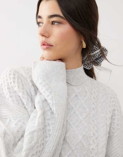 Miss Selfridge cable knit jumper co ord in grey marl