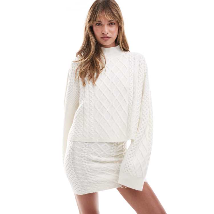 Miss Selfridge cable knit jumper in cream part of a set ASOS