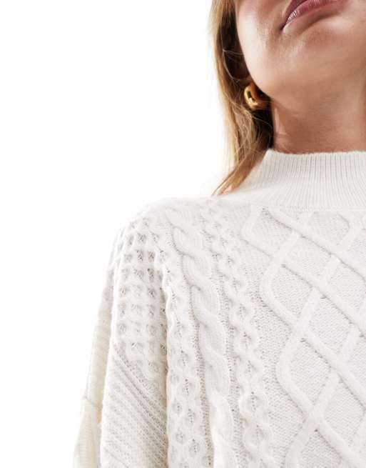 Miss Selfridge cable knit jumper in cream part of a set