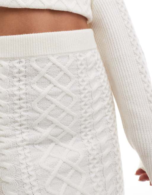 Miss Selfridge cable knit mini skirt co-ord in cream | ASOS