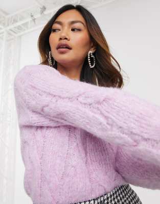 purple cable knit jumper