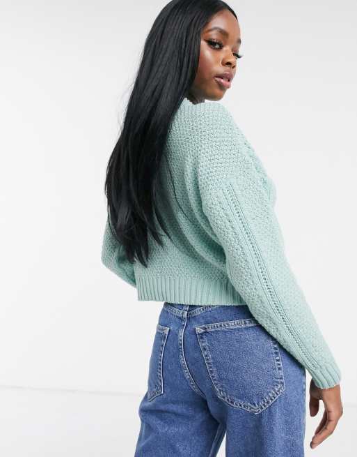 Miss Me Cozy Cable Cardigan - Teal