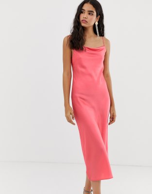 pink cami slip dress