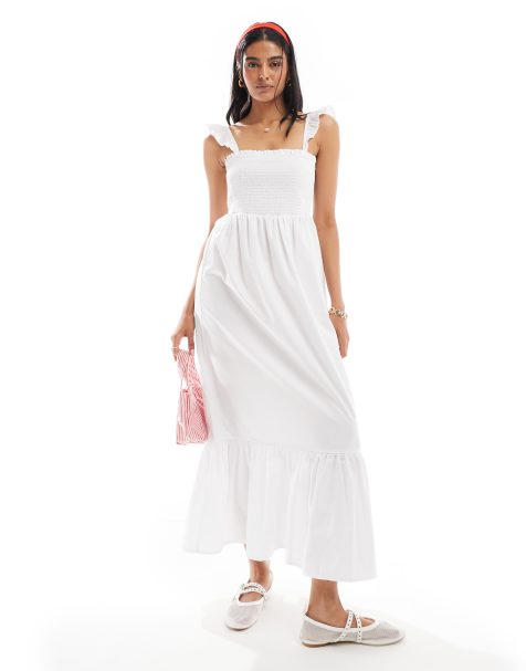Miss Selfridge cami sundress in white poplin - view 1