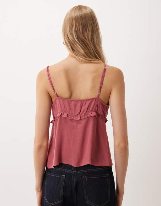 Miss Selfridge cami-top med bindefront i hindbær, 4 af 4