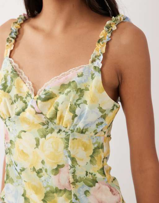 Miss Selfridge cami-top med blondedetaljer og blomsterprint, 3 af 4