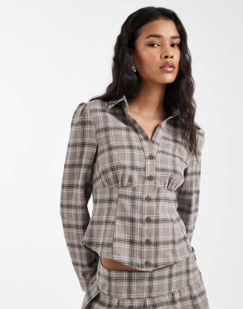 Miss Selfridge - Camicia a maniche lunghe a quadri in coordinato - view 1