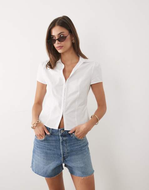 Miss Selfridge - Camicia aderente bianca con gancetti - view 1