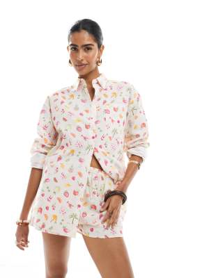 Miss Selfridge - Camicia oversize con stampa di frutta - view 1