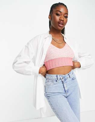 Camicia oversize in popeline bianca-Bianco - Miss Selfridge Camicia donna Bianco