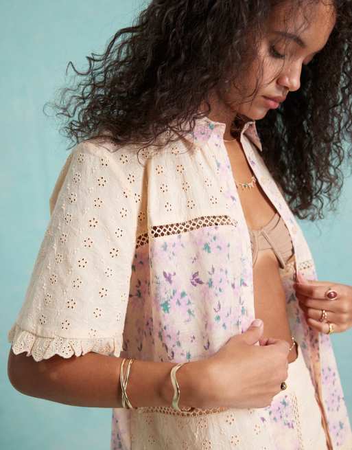 Miss Selfridge - Camicia stile resort in tessuto misto patchwork in coordinato