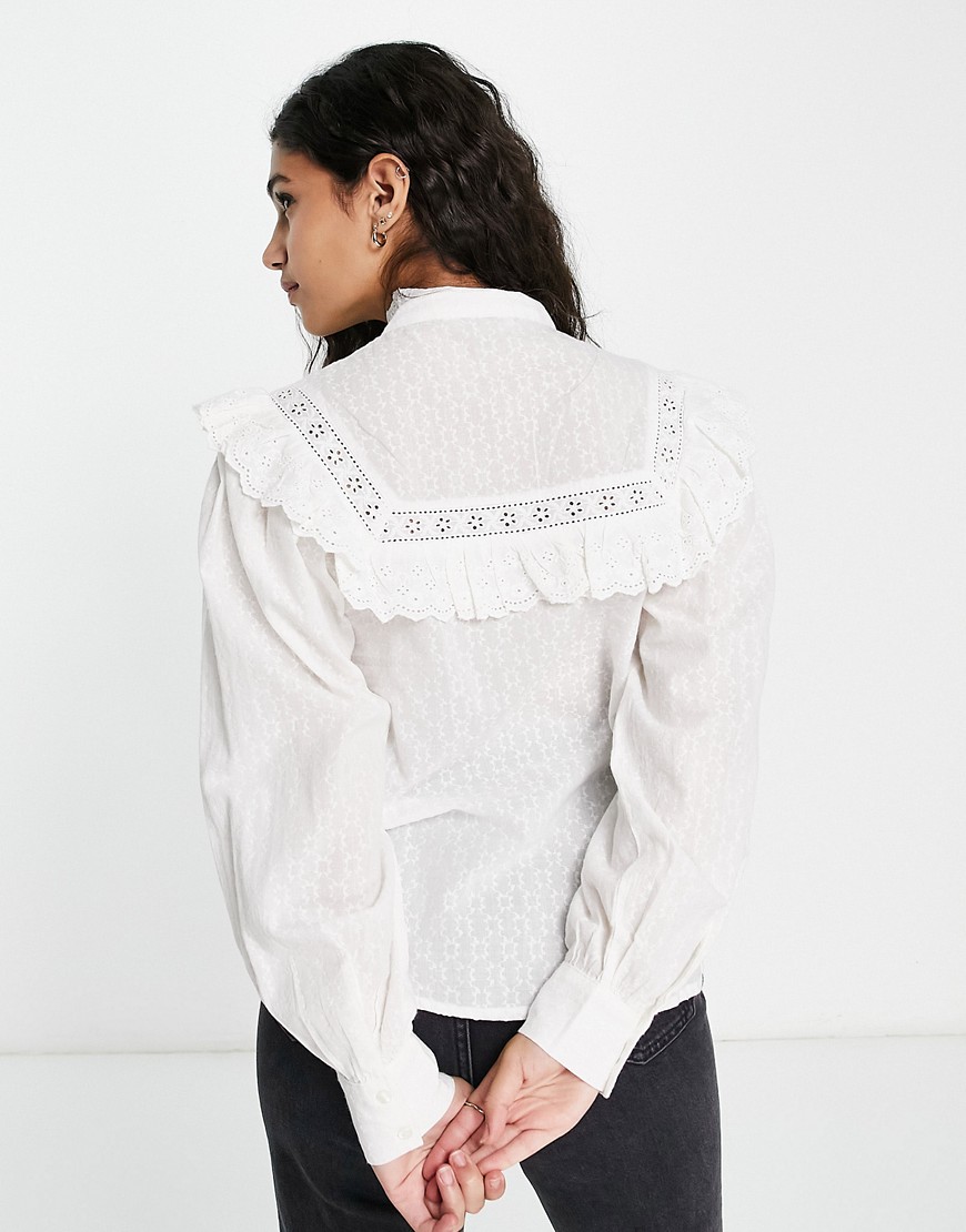 Camicia vittoriana color avorio con carré con volant-Bianco - Miss Selfridge Camicia donna  - immagine2