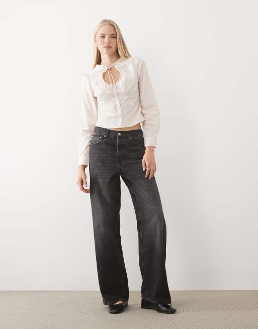 Miss Selfridge - camisa entallada con abertura en rosa bebé, 3 de 4