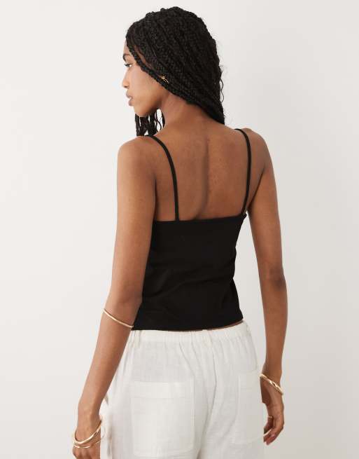 Miss Selfridge – Camisole-Oberteil in Schwarz mit Unterbrustnaht, 3 von 4