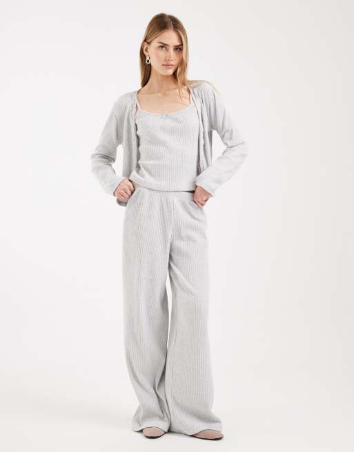 Miss Selfridge - Canottiera a coste spazzolata grigio chiaro in coordinato, 4 di 4